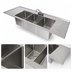 Thumbnail image #3 for 75-Inch Three-Compartment Drop-In Stainless Steel Sink with Dual Drainboards