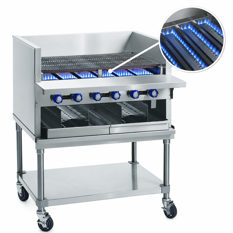 Product image #3 for Imperial 60-Inch Countertop Gas Smoke Broiler with 10 Stainless Steel Burners