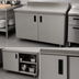 Thumbnail image #3 for Advance Tabco Special Value Series Economy Enclosed Work Table with Cabinet Base and Sliding Doors, 60 x 24 Inches, 16 Gauge 304 Stainless Steel Top, 5-Inch Backsplash