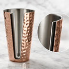 Thumbnail image #3 for American Metalcraft HMTC16 16 oz Double-Wall Hammered Copper Stainless Steel Tumbler Case of 24
