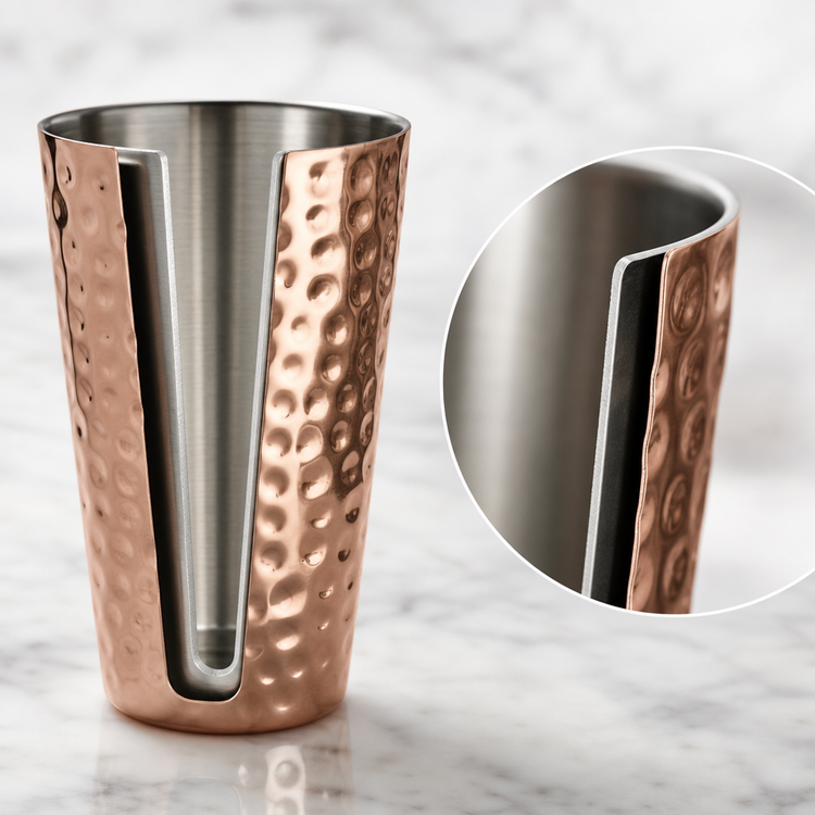 Product image #3 for American Metalcraft 16 oz Double-Wall Hammered Copper Stainless Steel Tumbler