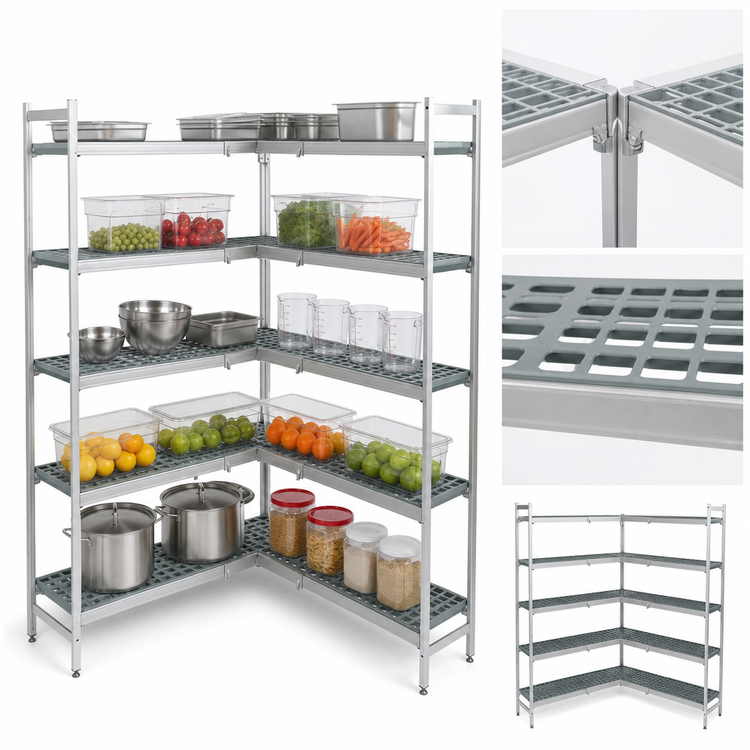 Product image #3 for Fermostock 5-Tier Corner Expansion Polymer Shelving Unit, 83 Inch H x 35 Inch W x 14 Inch D