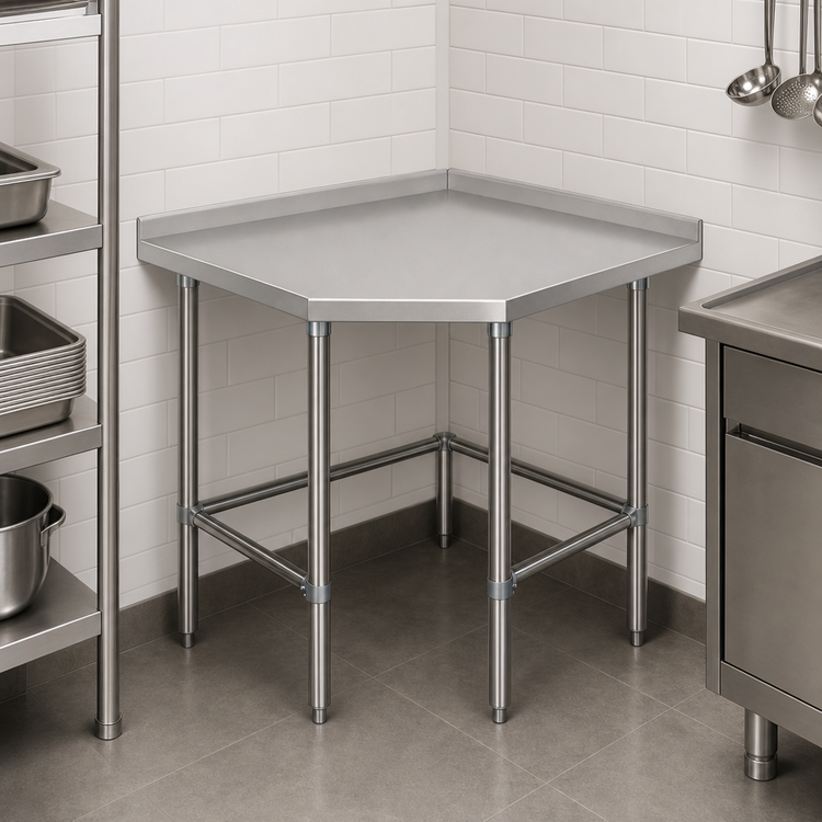 Product image #3 for Eagle Group BlendPort® Deluxe Series 30" x 30" Stainless Steel Corner Work Table with 1-1/2" Rear Upturn