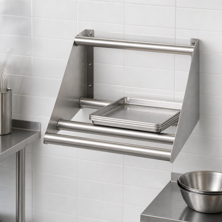 Product image #3 for Eagle Group 63-Inch Wall-Mounted Tubular Rack Shelf, 14/304 Stainless Steel, Knock-Down