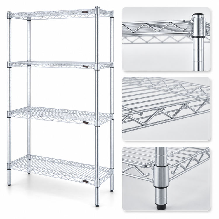 Product image #3 for EAGLEbrite Stationary 4-Tier Wire Shelving Starter Unit, 24 x 18 x 74 Inches, Zinc Finish