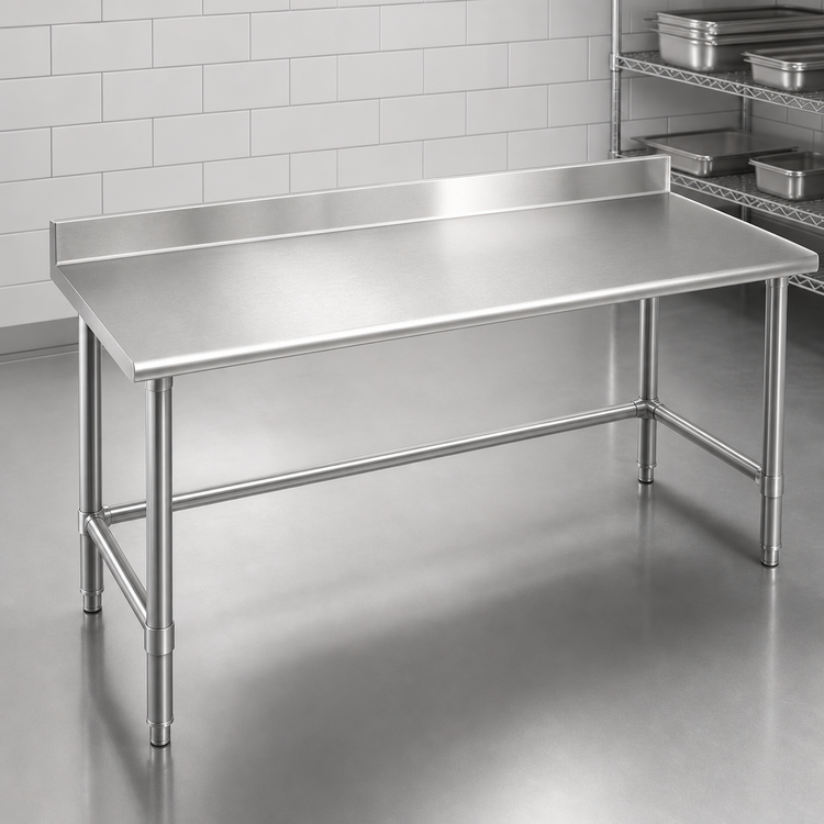 Product image #3 for Eagle Group Budget Series 60"W x 30"D Work Table with 4-1/2" Backsplash and Stainless Steel Tubular Base
