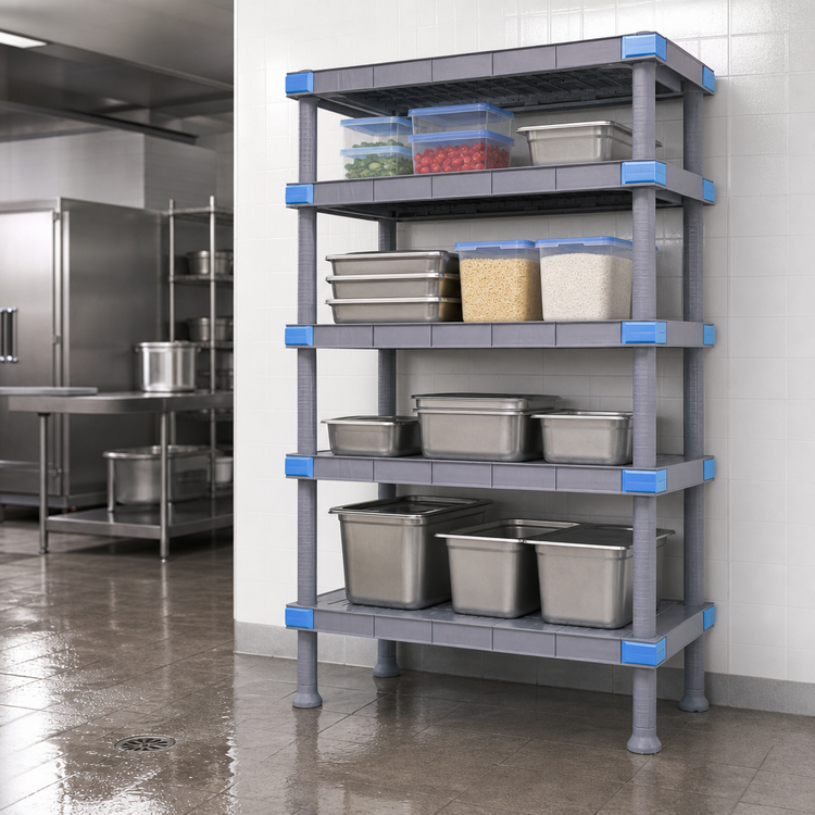 Product image #3 for Quantum Millenia 5-Shelf Stationary Polymer Starter Shelving Unit, 2,000 lb Capacity, 54W x 24D x 86H, Gray