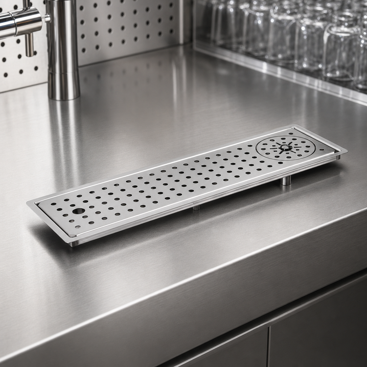 Product image #3 for Glastender DI-RF24 24-Inch Drop-In Stainless Steel Rinser Faucet Drain Tray