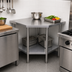 Thumbnail image #3 for Omcan Stainless Steel Corner Work Table with Undershelf, 30 x 30 x 34 Inches, 800 lb. Capacity