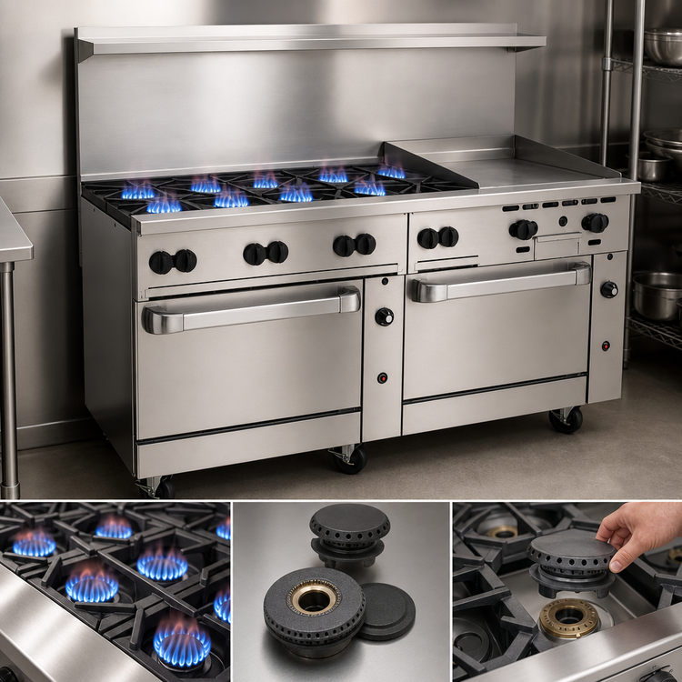 Product image #3 for Vulcan Endurance 72-Inch Gas Restaurant Range with 8 Burners, 24-Inch Griddle, and 2 Standard Ovens