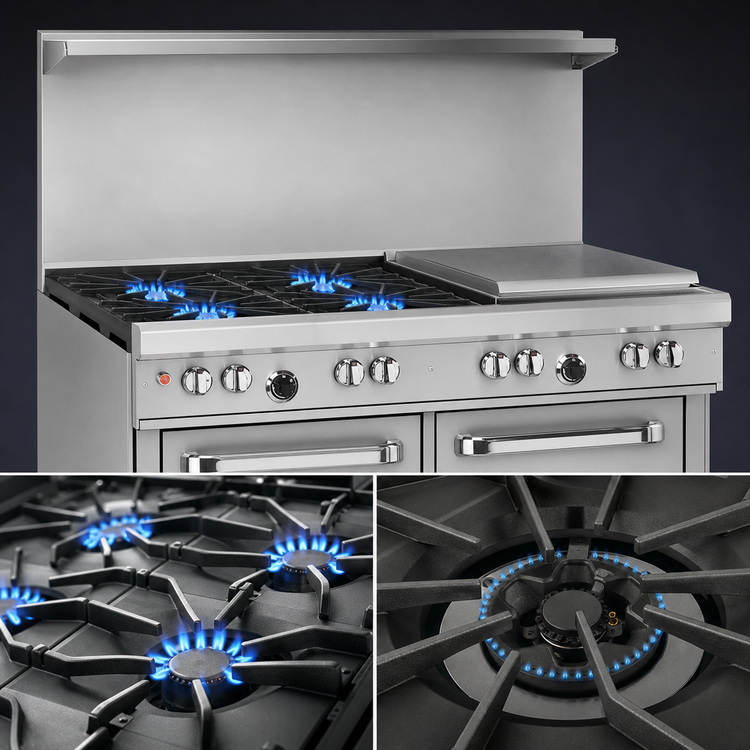Product image #3 for Southbend Ultimate 48-Inch Gas Restaurant Range with 4 Burners, 24-Inch Griddle, and 2 Space Saver Ovens