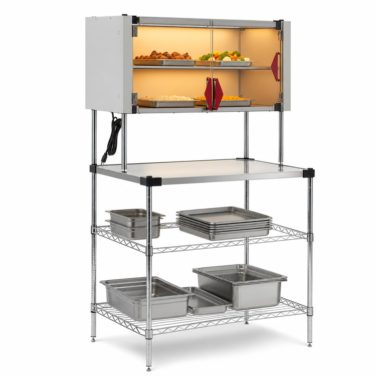Product image #4 for Metro Super Erecta Hot 36-Inch Stainless Steel Heated Work Table with Enclosed Heated Shelf and 3-Sided Open Base