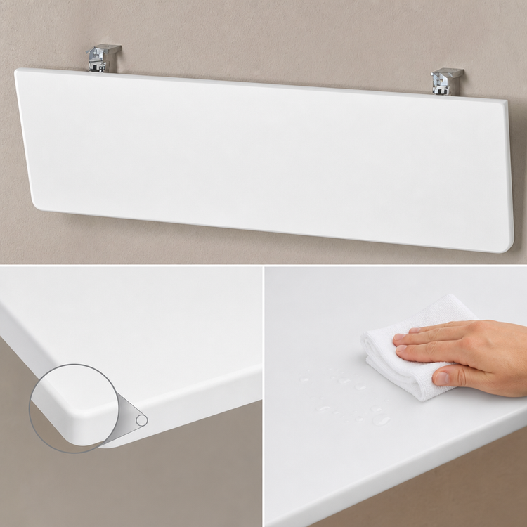 Product image #3 for Eagle Group Wall-Mounted Poly Drop Shelf with Chrome-Plated Drop Brackets, 24 x 12 Inches