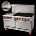 Thumbnail image #3 for American Range 60-Inch Gas Restaurant Range with 24-Inch Left Griddle, 6 Open Burners, Convection Oven and Standard Oven