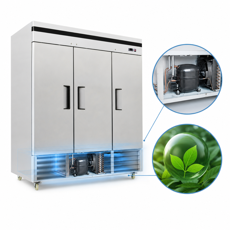 Product image #3 for Atosa 3-Section Bottom-Mount Reach-In Freezer with Solid Locking Doors