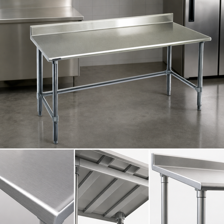 Product image #3 for Eagle Spec-Master Stainless Steel Work Table with 4-1/2-Inch Backsplash and Tubular Base, 30 x 24 Inches