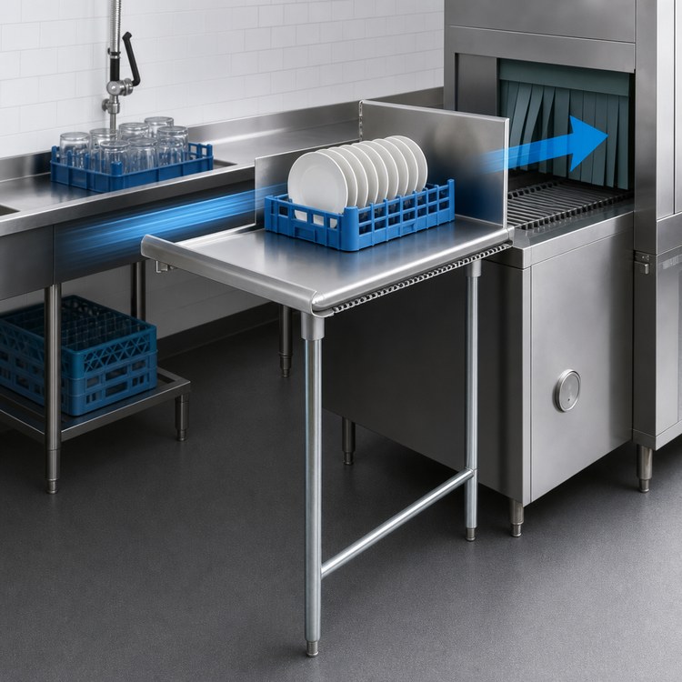 Product image #3 for BK Resources Straight Clean Dish Table, 36 Inch Wide, Left-to-Right Operation, Galvanized Legs