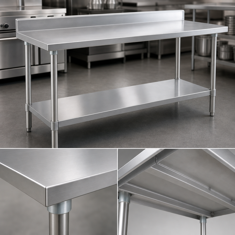Product image #3 for Spec-Master 60-Inch x 30-Inch Stainless Steel Work Table with 4-1/2-Inch Backsplash and Adjustable Undershelf