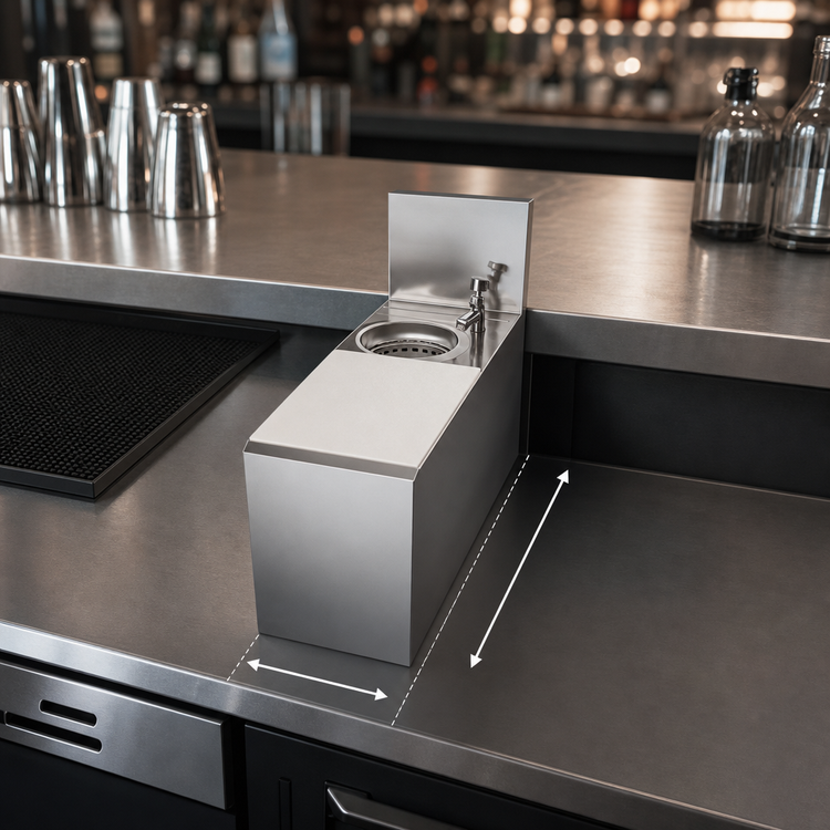 Product image #3 for Krowne Royal Series 8-Inch Wide x 24-Inch Deep Underbar Speed Station with Dipper Well and Cutting Board