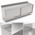 Thumbnail image #3 for John Boos 96-Inch x 30-Inch Stainless Steel Enclosed Work Table with Sliding Doors and 5-Inch Backsplash