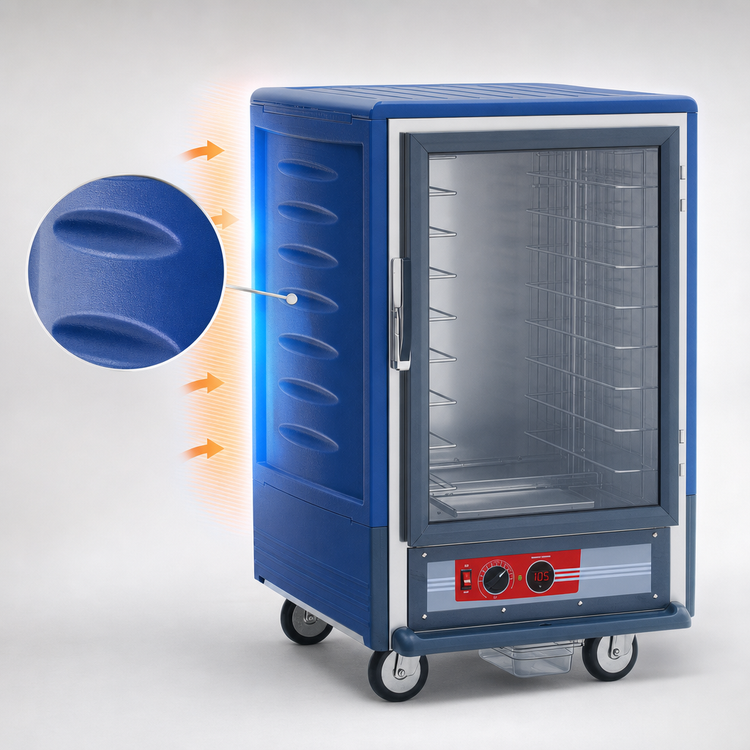 Product image #3 for Metro C5 3 Series Half-Height Heated Holding Cabinet with Blue Insulation Armour, Clear Door, and Fixed Wire Slides