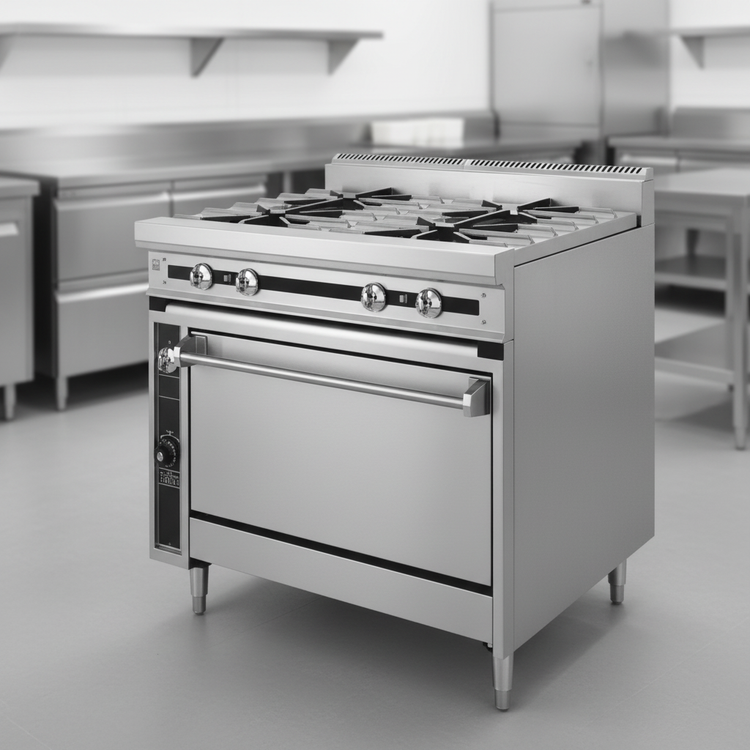 Product image #2 for Titan JTRH-4-30 30" Four Burner Heavy Duty Gas Range with Space Saver Oven