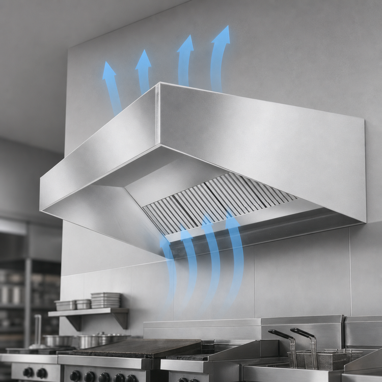 Product image #3 for SpecAir HES96-96 96 Inch Wall Type Short Front Exhaust-Only Commercial Kitchen Hood