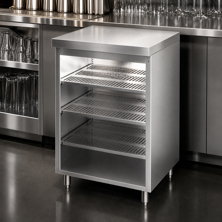 Product image #3 for Top Shelf 18-Inch Stainless Steel Back Bar Glass Storage Cabinet with 3 Adjustable Sound-Deadened Shelves