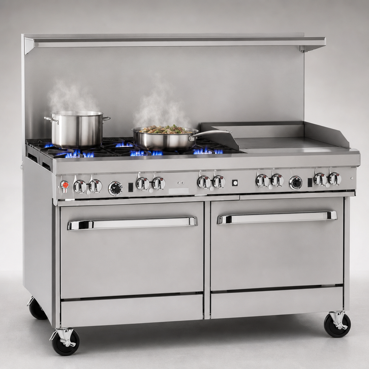 Product image #3 for Southbend Ultimate 60-Inch Gas Restaurant Range with 6 Star/Sauté Burners, 24-Inch Griddle, and 2 Standard Ovens