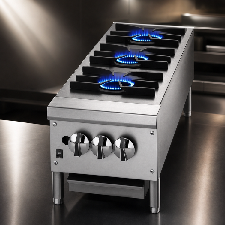 Product image #3 for Jade Range Supreme 12-Inch Countertop Gas Hot Plate with 3 Open Burners