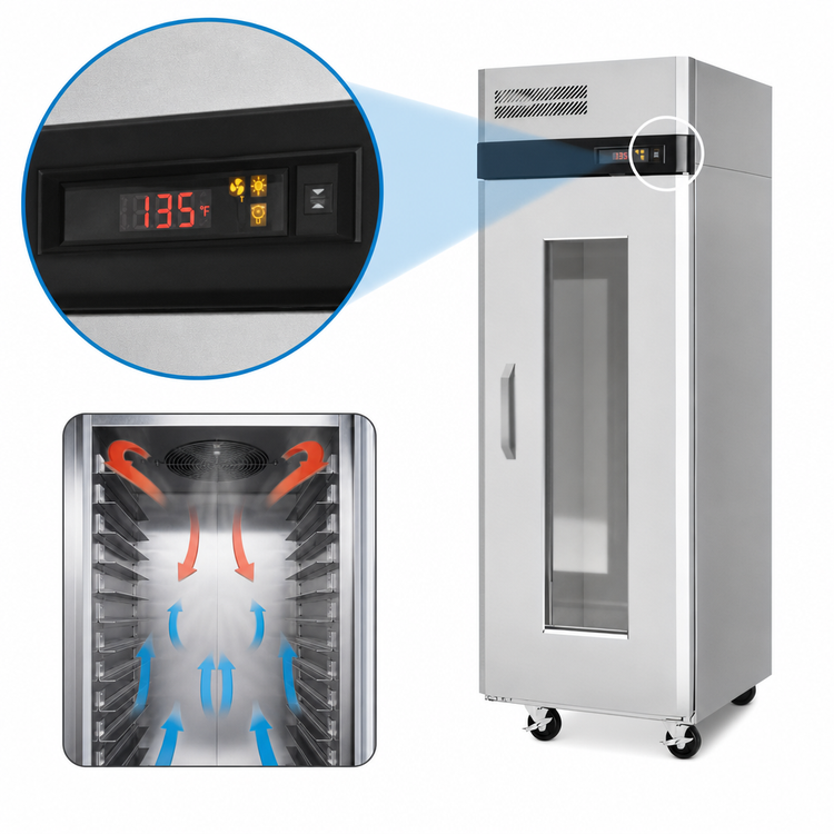 Product image #3 for Turbo Air M3 Series 1-Section Reach-In Heated Holding Cabinet with Glass Door, 22.7 Cu. Ft.