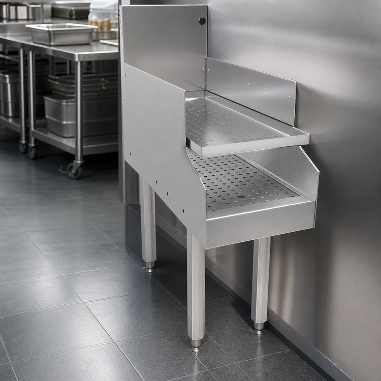Product image #3 for Glastender Freestanding Recessed Stainless Steel Drainboard, 12 Inch Wide x 29 Inch Deep