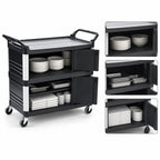 Thumbnail image #3 for Rubbermaid Commercial Products Xtra FG409500BLA 3-Shelf Enclosed Plastic Bus Cart, Black, 300 lb Capacity