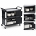 Thumbnail image #3 for Xtra 3-Shelf Enclosed Plastic Bus Cart, Black, 300 lb Capacity