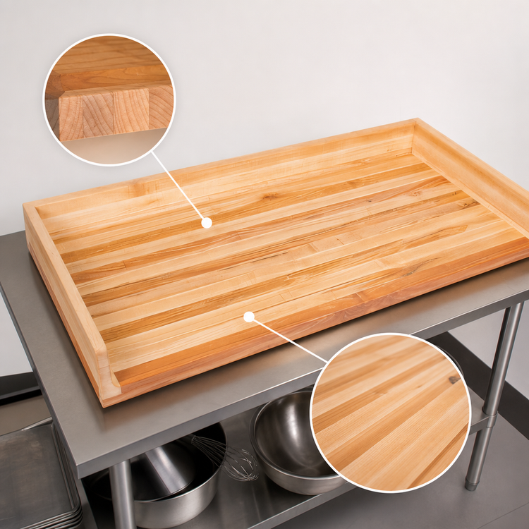 Product image #3 for John Boos 72" x 36" x 1-3/4" Edge Grain Northern Hard Rock Maple Work Table Top with 4" Coved Backsplash