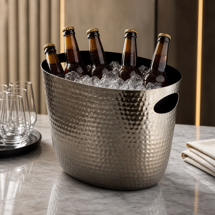 Product image #3 for American Metalcraft Hammered Aluminum Oval Beverage Tub, 7-3/4 Qt., Black