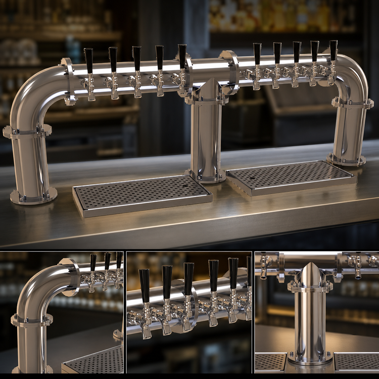 Product image #3 for Glastender Pipe Bridge 10-Faucet Glycol-Cooled Countertop Draft Dispensing Tower