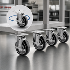 Thumbnail image #4 for Krowne Royal Series 28-107S 5-Inch Swivel Plate Caster Set with Brakes, 220 lb Capacity Each, 4 x 4-Inch Plate Case of 4