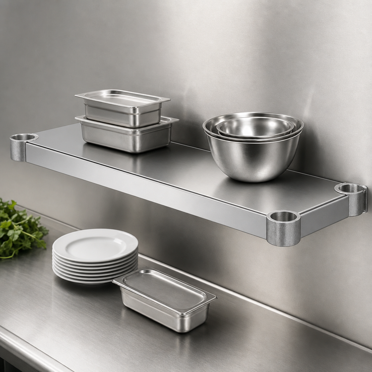 Product image #4 for Eagle Quik-Set 60 Inch x 18 Inch Flat Solid Stainless Steel Shelf with Marine Edge