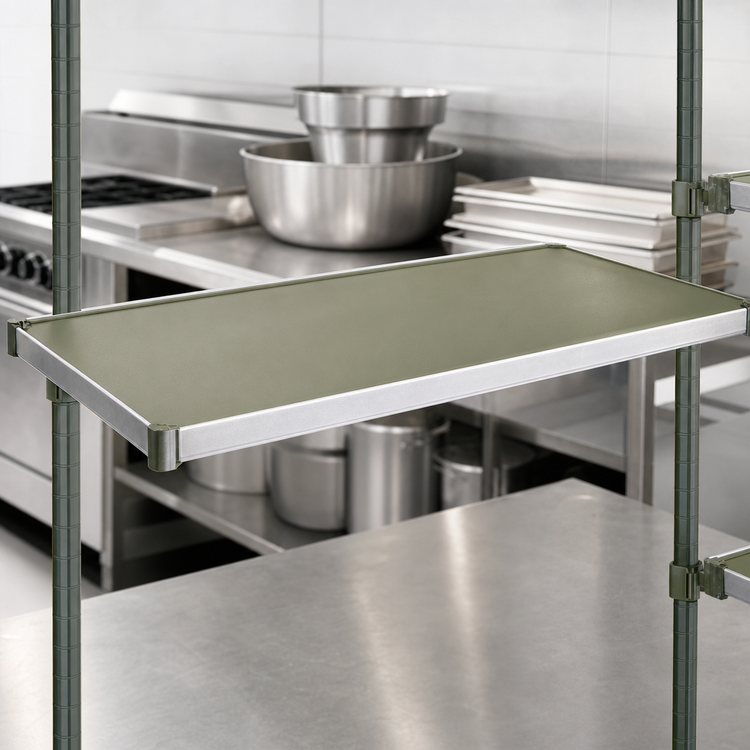 Product image #3 for 30 Inch x 21 Inch Solid Galvanized Steel Shelf with Marine Edge, Green Epoxy Finish