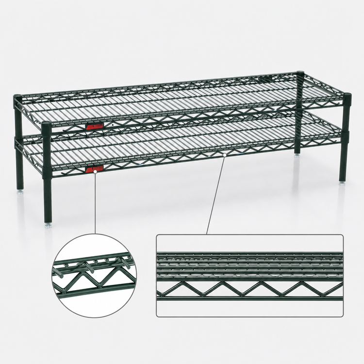 Product image #3 for Eagle QuadTruss 2-Tier Front Case Merchandise Wire Shelving Unit, 24 x 14 x 14 Inches, Green Epoxy
