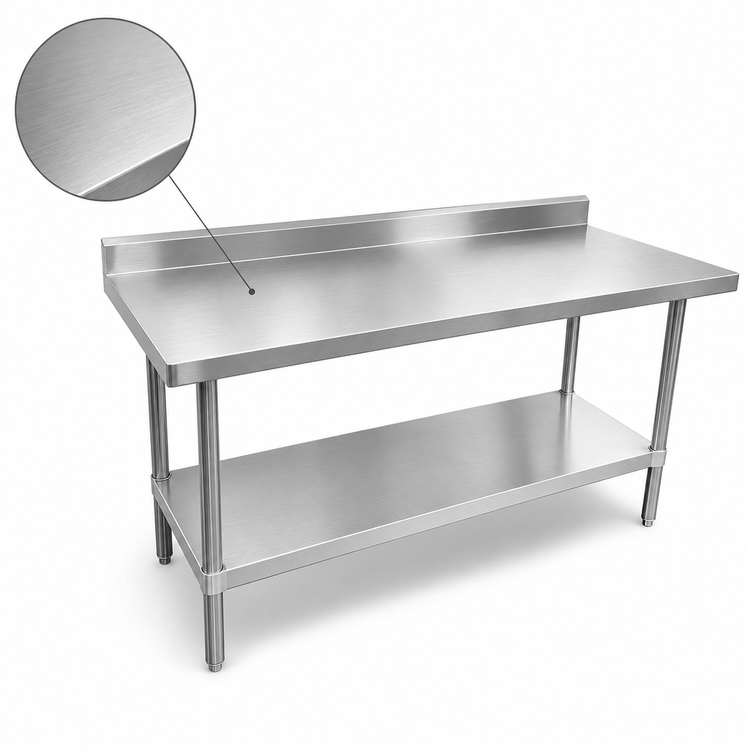 Product image #3 for 72-Inch x 30-Inch Stainless Steel Work Table with 5-Inch Backsplash and Undershelf