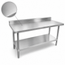 Thumbnail image #3 for 72-Inch x 30-Inch Stainless Steel Work Table with 5-Inch Backsplash and Undershelf