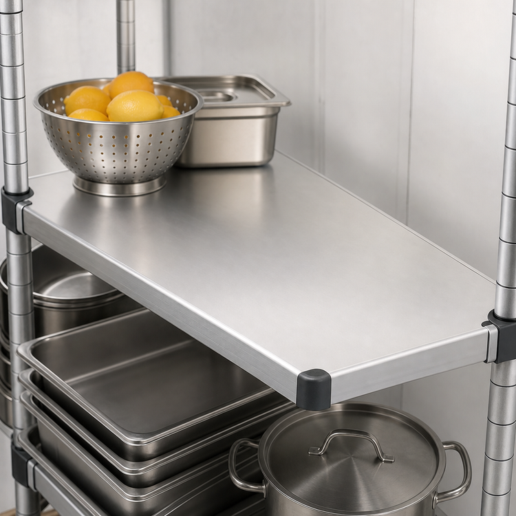 Product image #3 for New Age Adjustable Solid Aluminum Shelf with Marine Edge, 15 x 48 Inches, 400 lb. Capacity