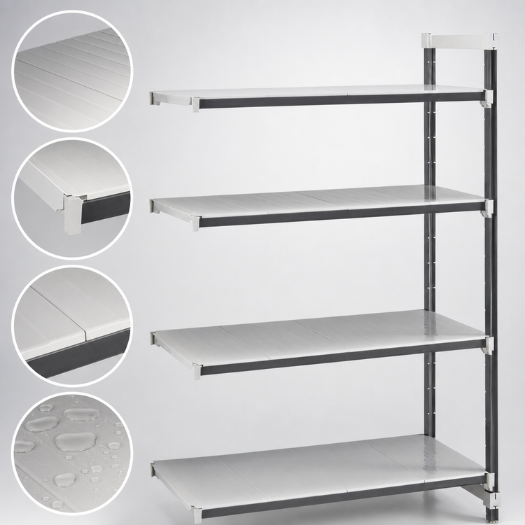 Product image #3 for Camshelving Elements XTRA 24" x 72" x 84" 4-Tier Stationary Add-On Solid Polymer Shelving Unit