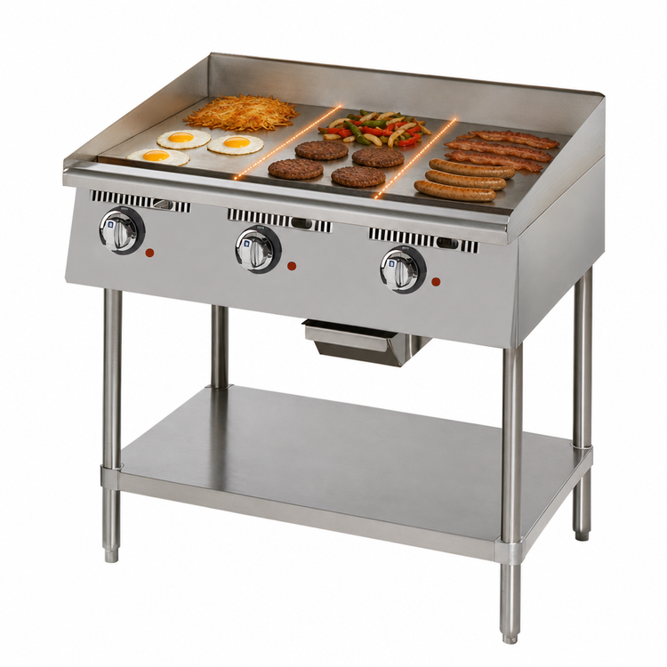 Product image #3 for Ultra-Max Heavy-Duty 48-Inch Electric Countertop Chrome Griddle with 24-Inch Deep Cooking Surface