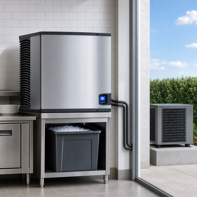 Product image #3 for Manitowoc QuietQube Indigo NXT Remote Air-Cooled Half-Dice Cube Ice Maker, 30 Inch Wide
