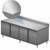 Thumbnail image #3 for BK Resources 96-Inch Stainless Steel Chef Table with Cabinet Base, Hinged Locking Doors, and 5-Inch Backsplash
