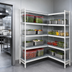 Thumbnail image #3 for Fermostock 4-Tier Corner Expansion Polymer Shelving Unit, 83-Inch H x 35-Inch W x 18-Inch D