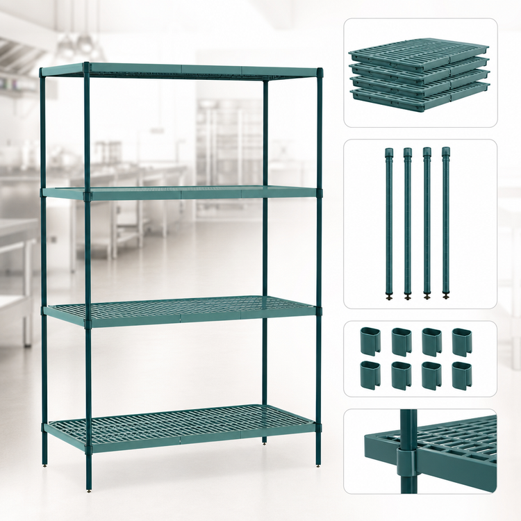 Product image #3 for Metro Super Erecta Pro Green Polymer Shelving Starter Unit with 4 Shelves, 21 in x 48 in x 63 in
